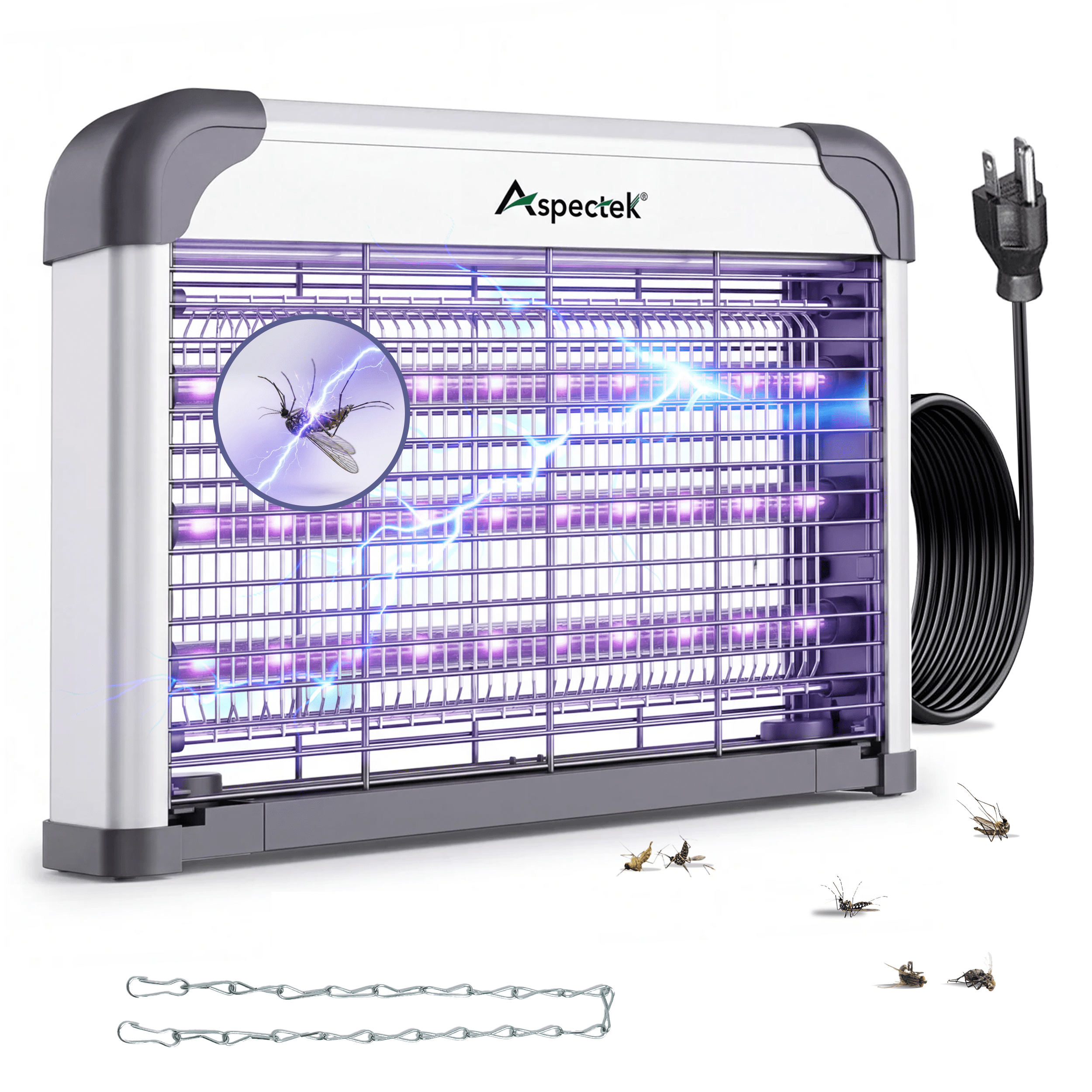 Aspectek 15W LED Bug Zapper - Powerful High-Voltage Insect Killer Mosquito Zapper Indoor, Long Lifespan 3 LED Lamps, Energy-Efficient & Durable Fly Trap