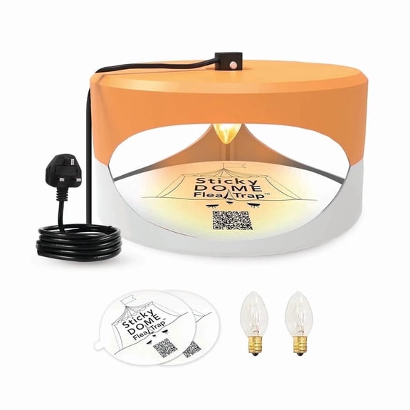 Aspectek Sticky Dome Indoor Flea and Bed Bug Trap with 2 Glue Discs, 1-Pack (Orange & White)