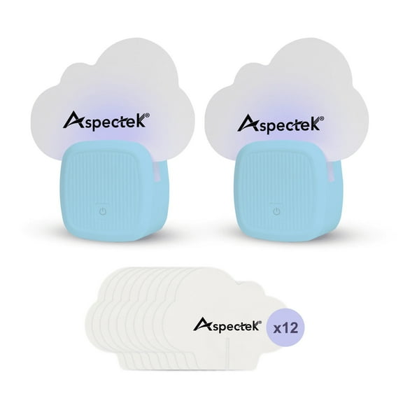 Aspectek Indoor Fly Trap – Plug-in Blue Light Odorless Noiseless Insect Catcher with 12 Sticky Glue Pads, 2 Pack, Blue