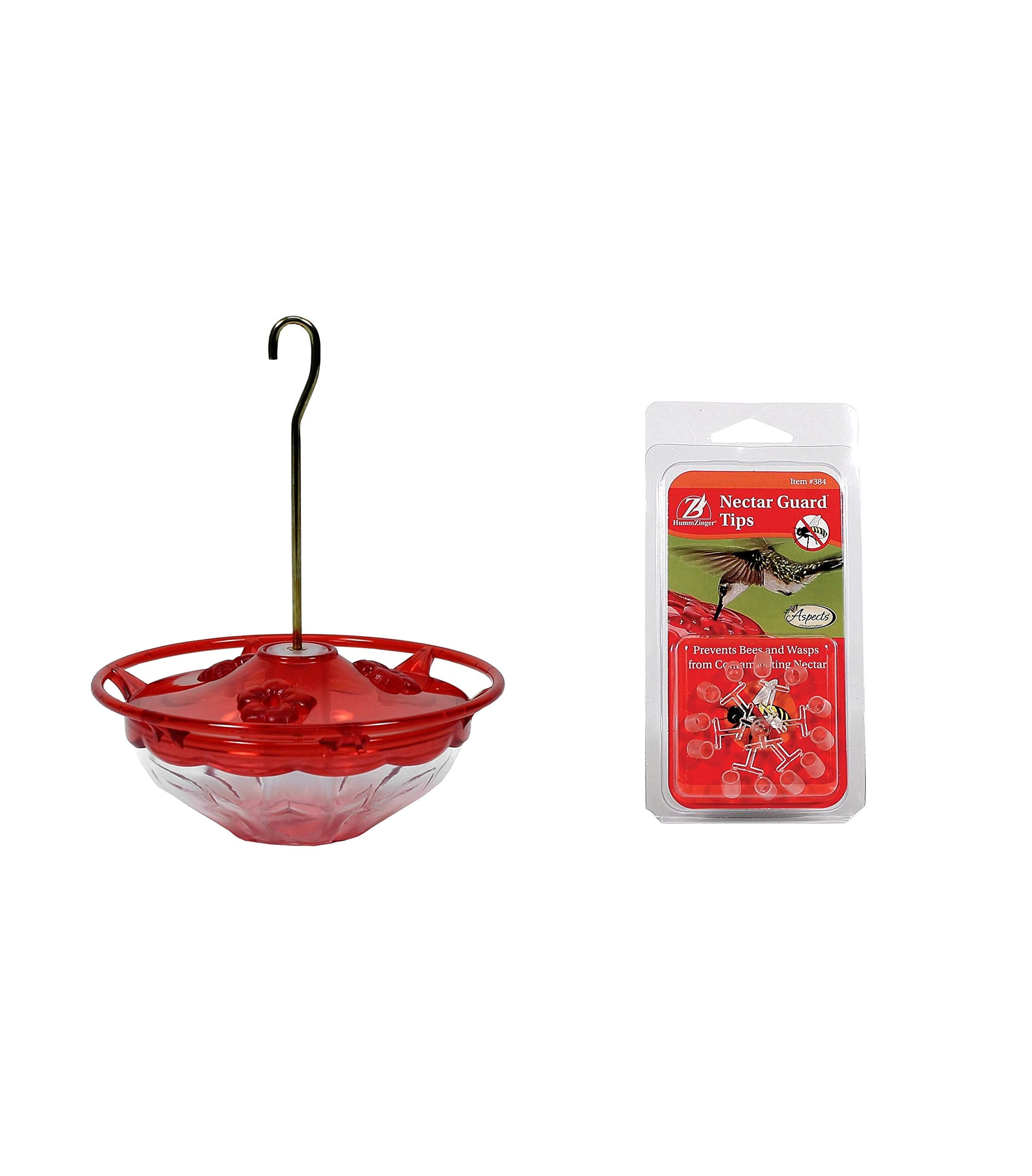 Aspects 433 HummBlossom Hummingbird Feeder, 4 oz, Rose (1 Pack) Bundle
