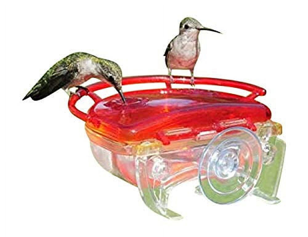 Clear and Red Window Mounted Hummingbird Feeder with HighView Perch