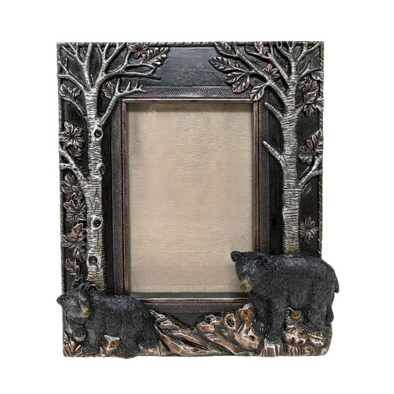 Aspen & 2 Black Bears Rustic 4x6 Unique Rustic Photo Frame | Lodge, Cabin, Wildlife Decor | Nature-inspired Tabletop Picture Frame
