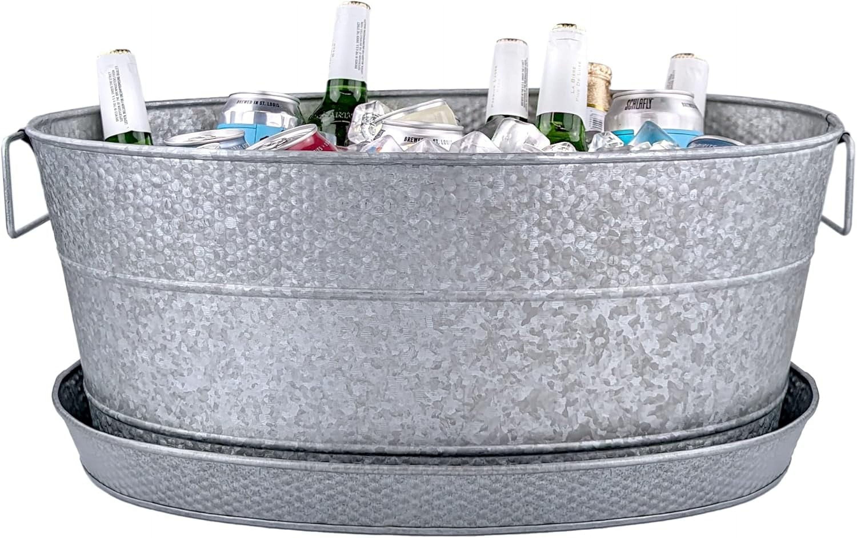 Aspen Ash Grey Galvanized Metal Beverage Tub for Parties w/Galvanized ...