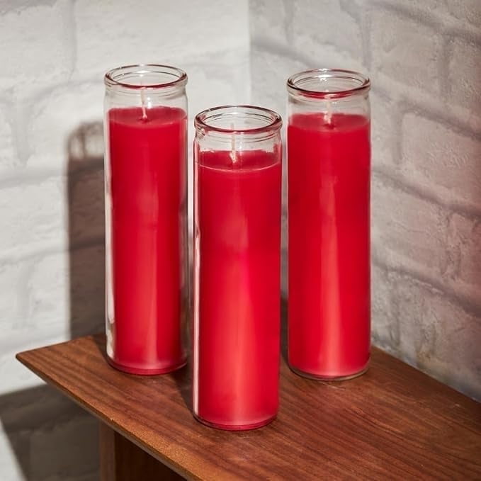 Aspen Brands Classic Red Candles in Glass, Set of 12, 8-INCHES Tall. Blessed Sanctuary Devotional Prayer Candle, 7 Day Blessed Sanctuary Devotional Prayer Candle, 7 Day