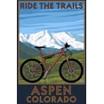 thumbnail image 1 of Aspen, Colorado, Ride the Trails, Mountain Bike (24x36 Giclee Gallery Art Print, Vivid Textured Wall Decor), 1 of 3