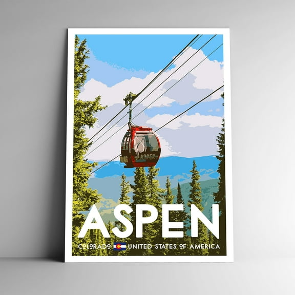 Aspen Colorado Travel Poster / Postcard WPA Style Retro