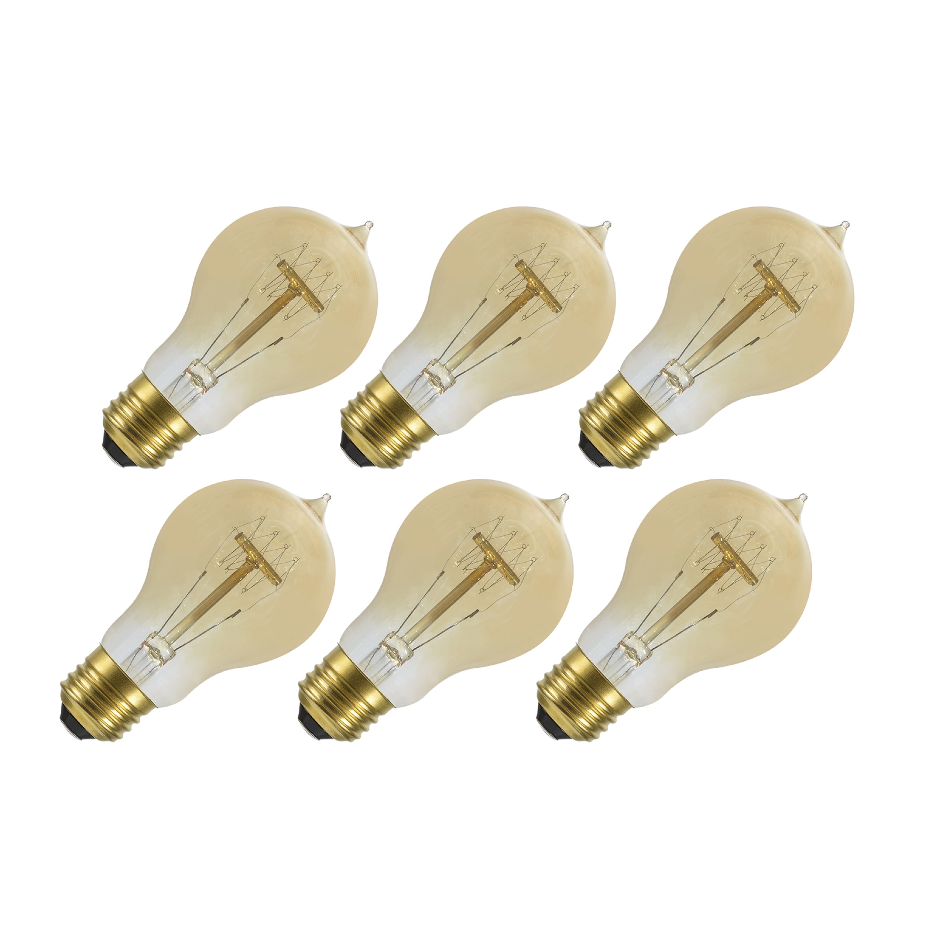 Aspen Creative 10005-06 A19 Vintage Edison Filament Light Bulb, 60 Watt Medium (E26) Base, Amber, 6 Pack