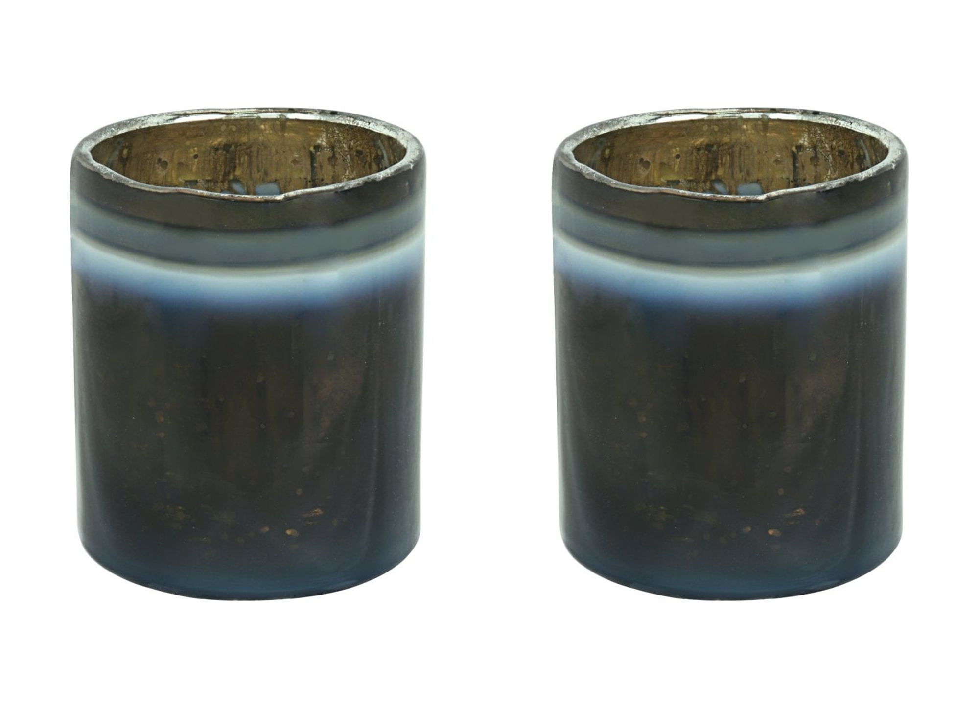 Gray and Blue Glass Votive Candle Holders Set of 2