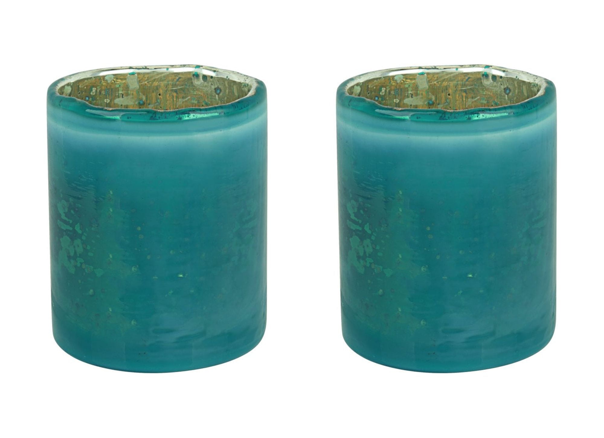 Teal Glass Votive Candle Holder Set for Indoor/Outdoor Use