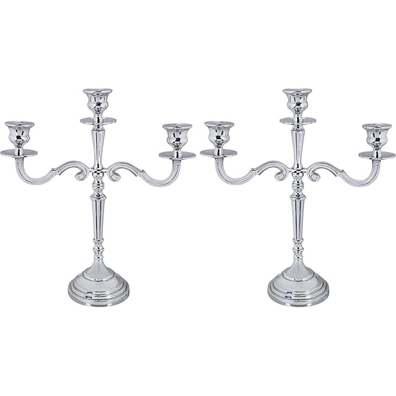 Aspen Creative 16304-11-2, Nickel Aluminum Decorative Candle Holder, 4-3/4" D x 11-3/4" H, Set Of 2