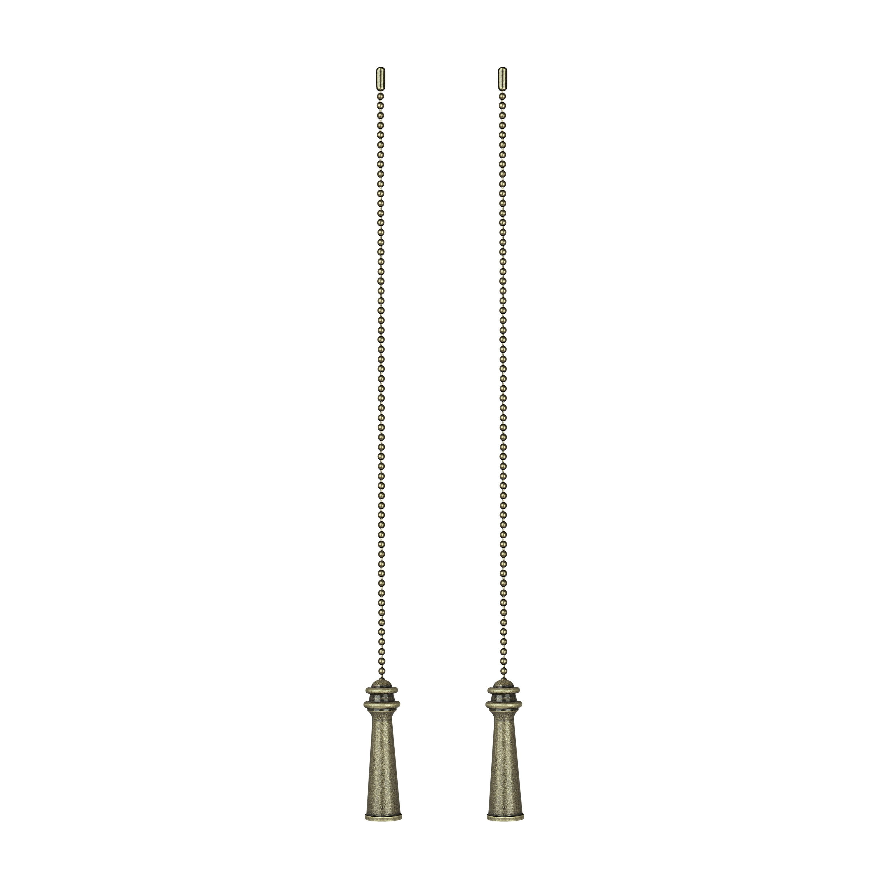12" Plated Bronze Finish Metal Pull Chain Knob, 2 Pack