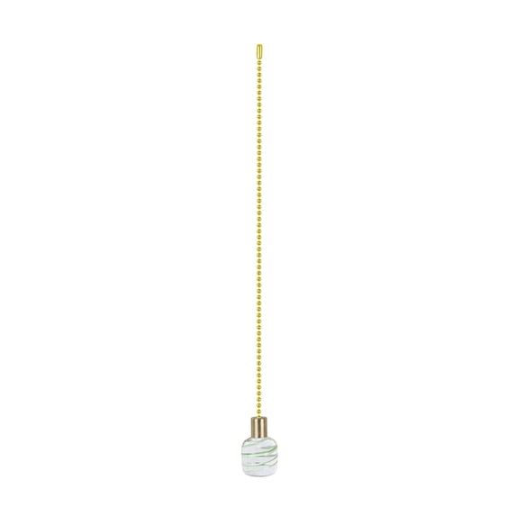 Aspen Creative 20507-11, 12" Clear with Light Green Line Glass Knob with Pull Chain in Copper