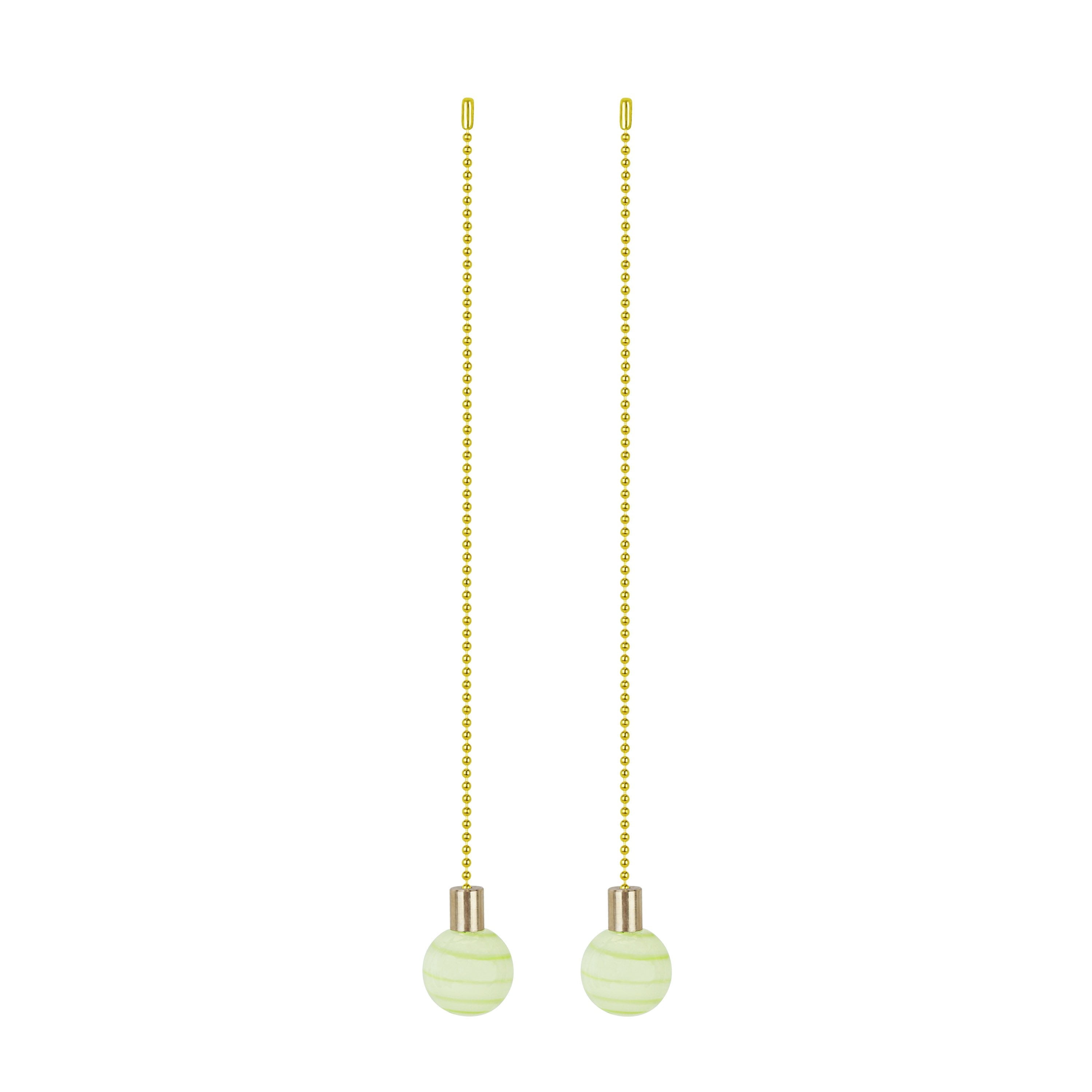 12" Copper and Green Glass Ceiling Fan Pull Chain Set