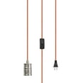 thumbnail image 1 of Aspen Creative 21002, 1-Light Plug-in Hanging Socket Pendant, Satin Nickel, 15 ft. Orange Textile Cord with Rocker Switch, 1 of 1