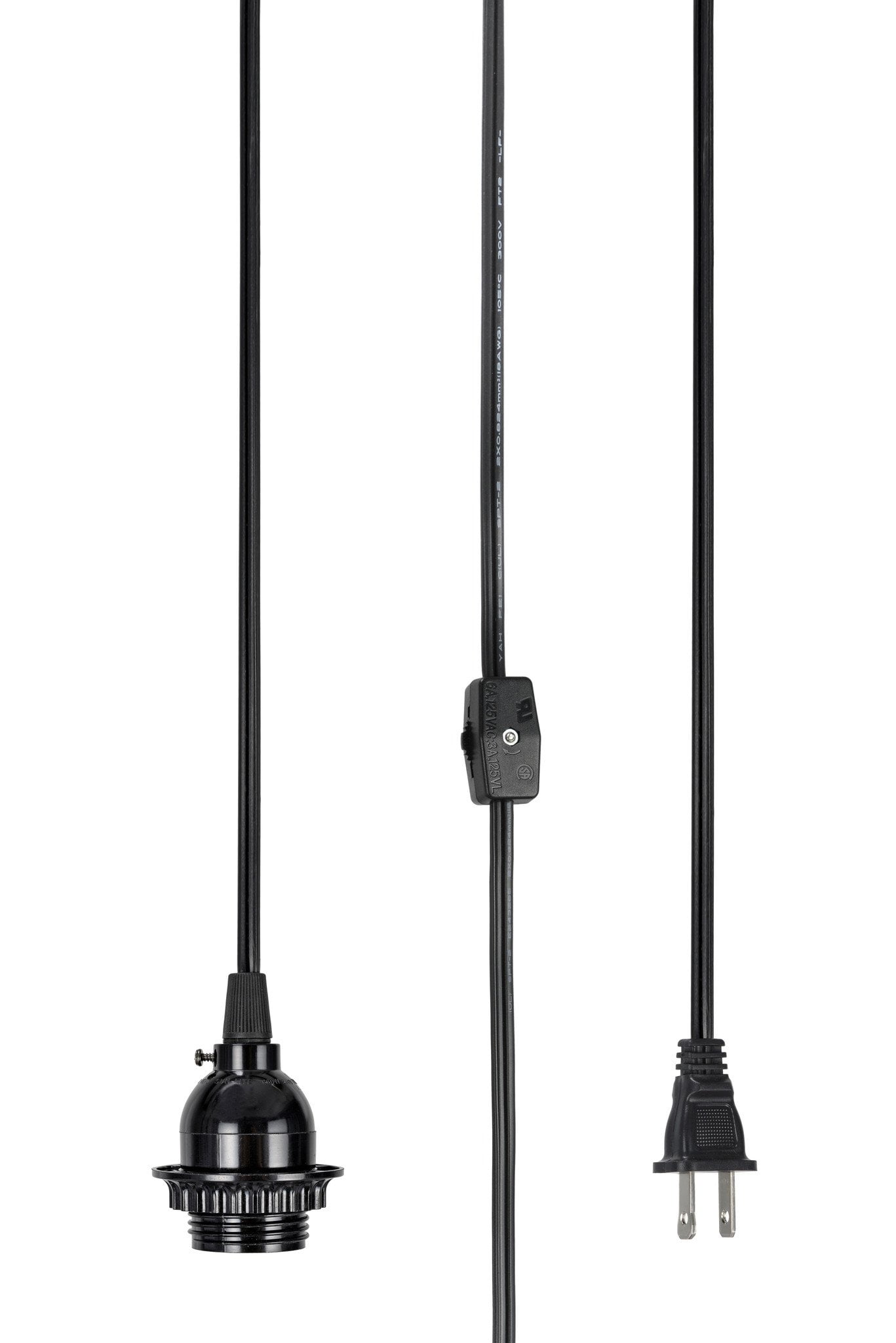 Matte Black Vintage Style Hanging Socket Pendant Fixture with 15 ft Cord