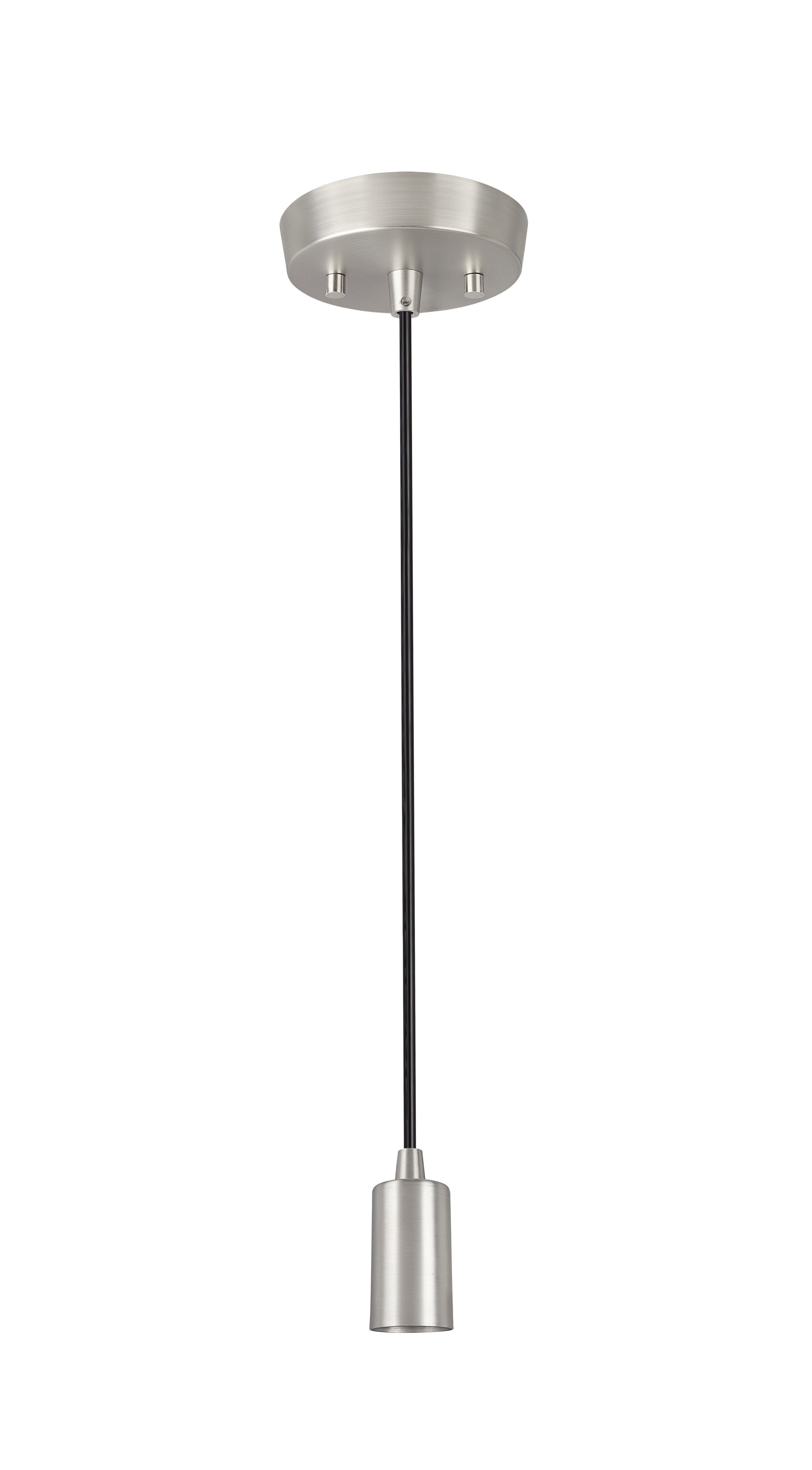 Matte Satin Nickel Hanging Pendant Light with Black Cord