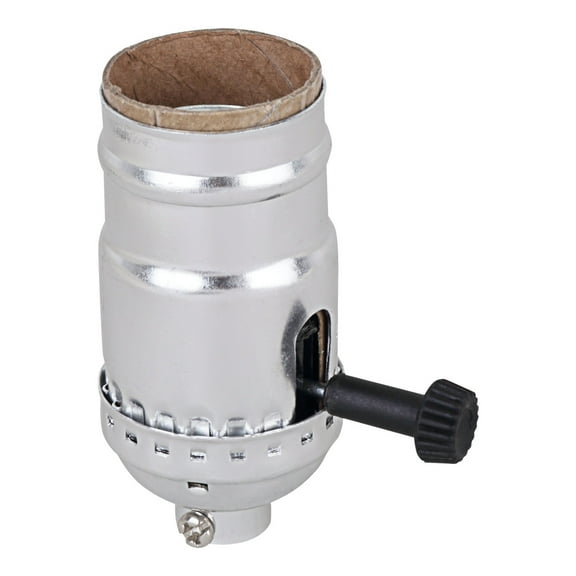 Aspen Creative 21301-21 3-Way Lamp Socket with Turn Knob Switch in Chrome