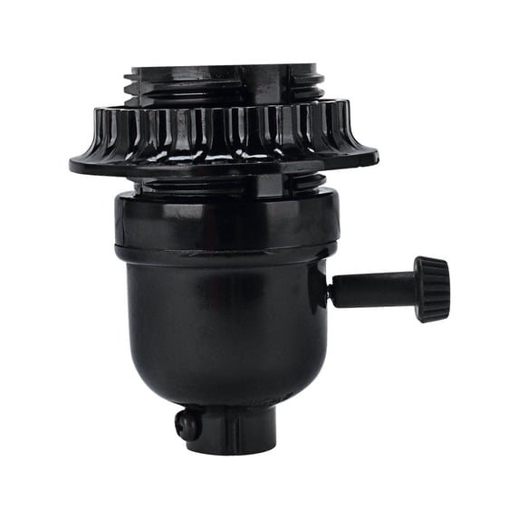 Aspen Creative 21311-11, Phenolic 2-Way Lamp Socket with Turn Knob Switch in Black