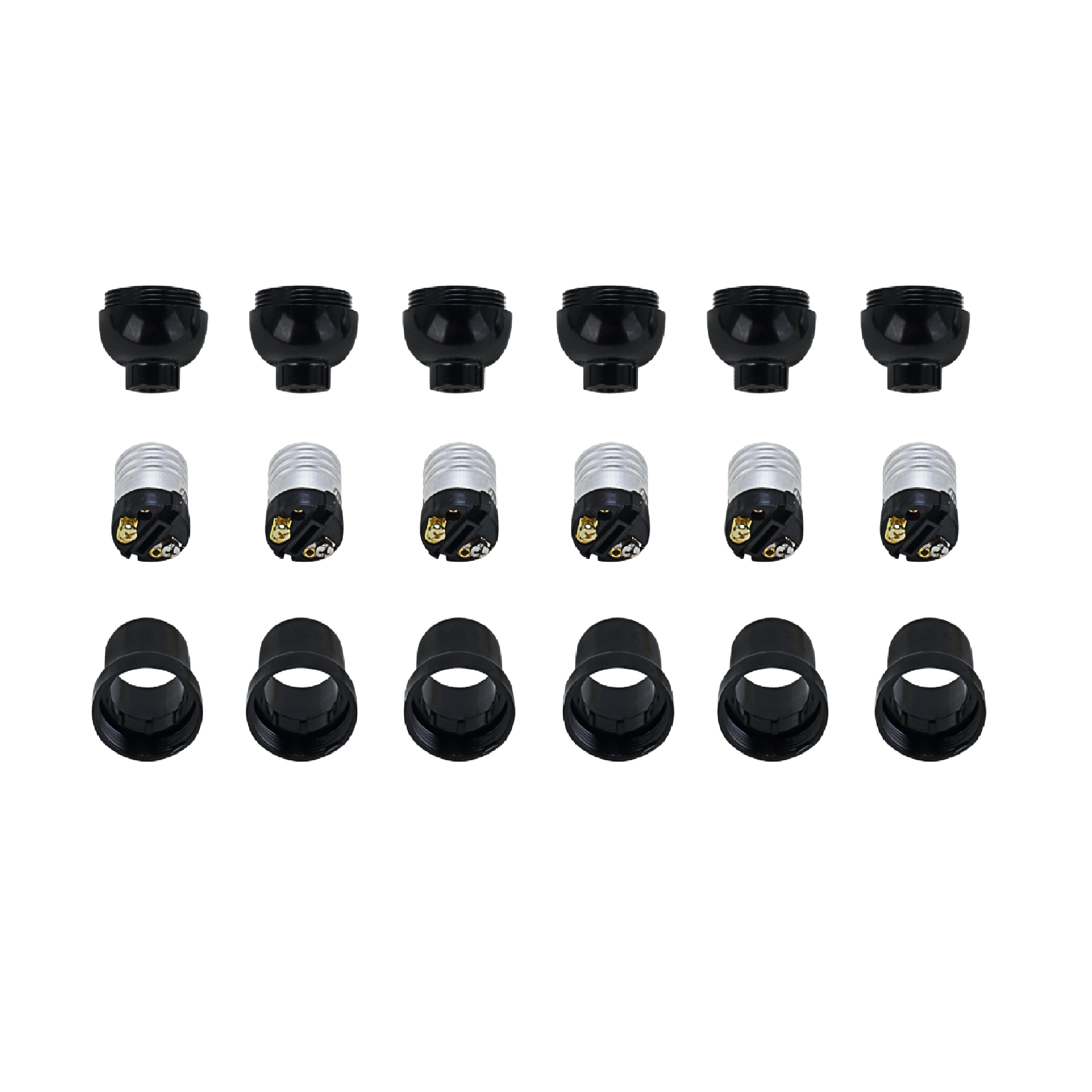 Black Phenolic Lamp Socket Set with Medium E26 Base, 6-Pack