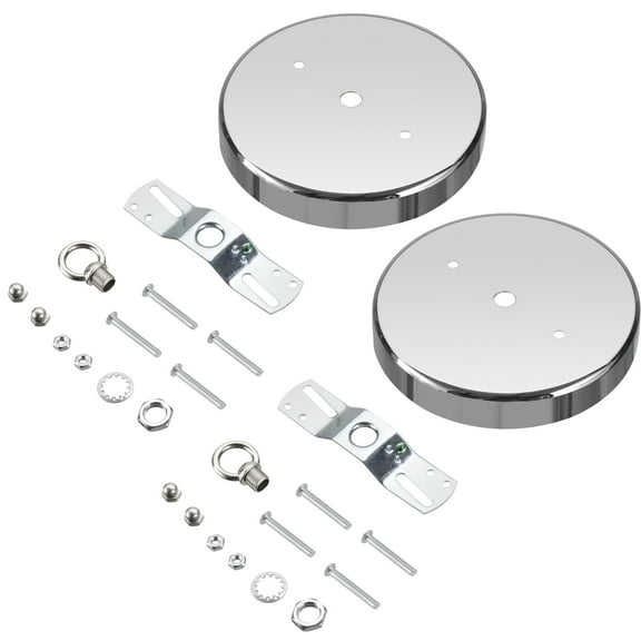 Aspen Creative 21505-32 Chrome Contemporary Chandelier Fixture Canopy Kit, 5-1/8" Diameter with Loop, 7/16" Center Hole, 2 Sets/Pack