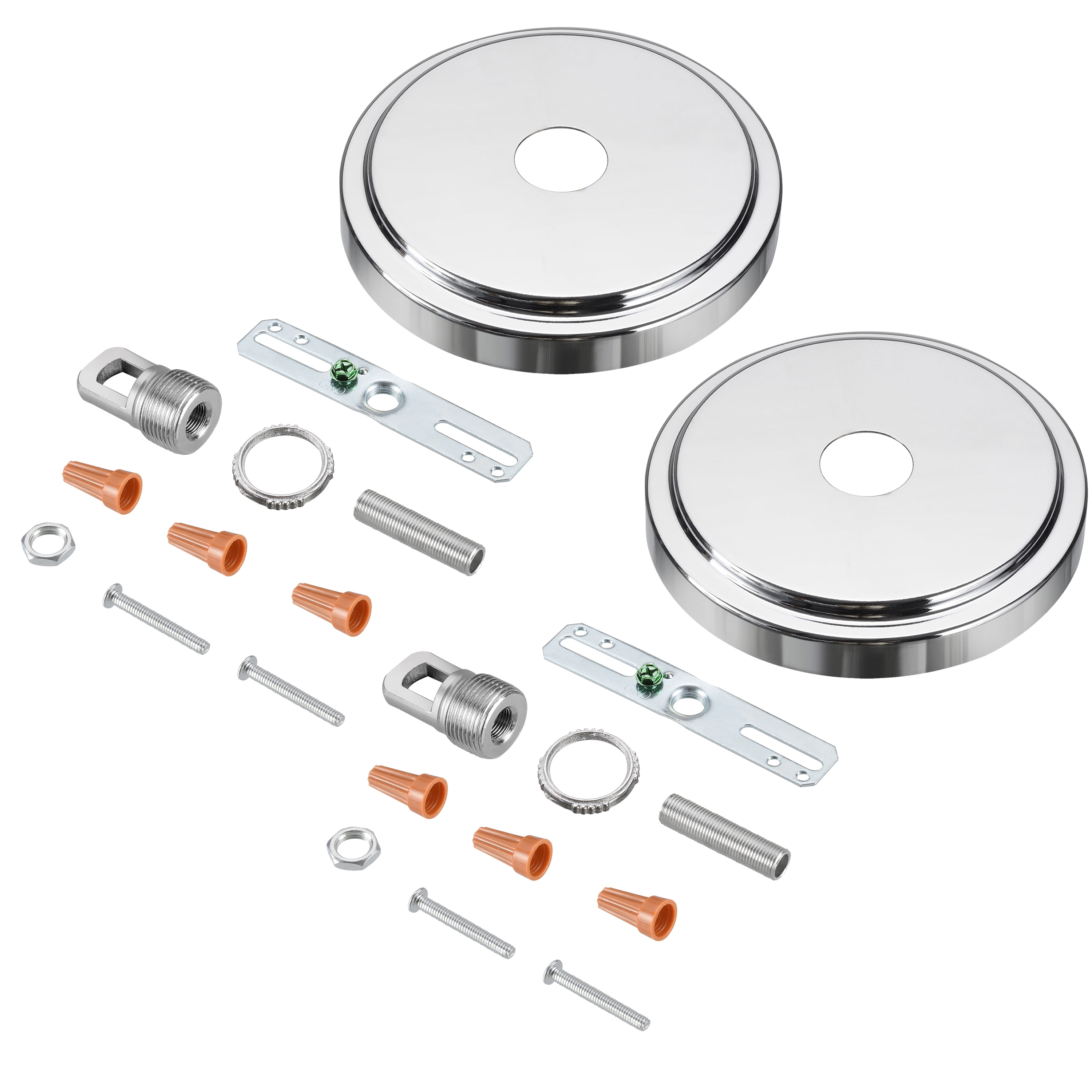 Aspen Creative 21507-32, Chrome Transitional Chandelier Fixture Canopy Kit, 5-1/8" Diameter with Collar Loop, 1" Center Hole, 2 Sets/Pack