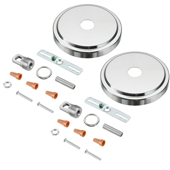 Aspen Creative 21507-32, Chrome Transitional Chandelier Fixture Canopy Kit, 5-1/8" Diameter with Collar Loop, 1" Center Hole, 2 Sets/Pack