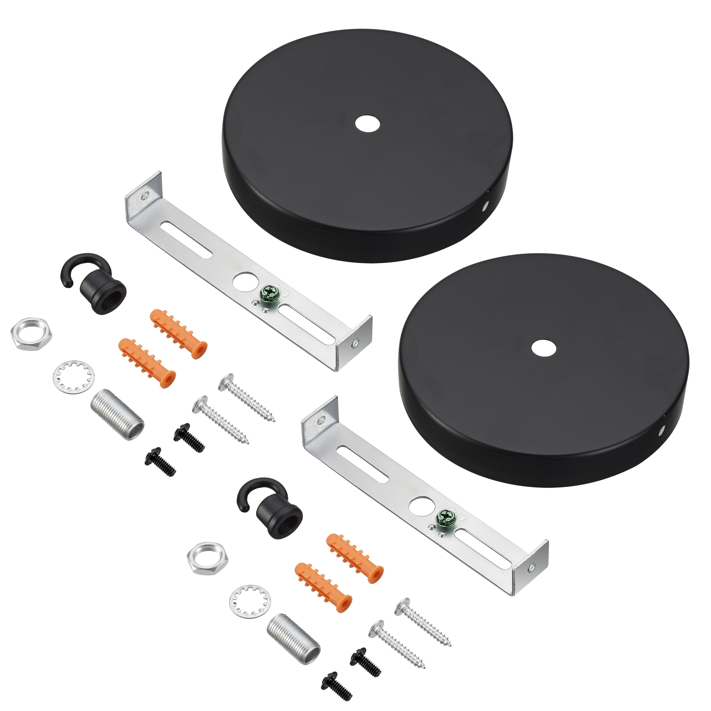 Matte Black Metal Chandelier Fixture Canopy Kit, 4.75" Diameter, 2 Pack