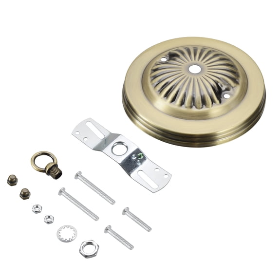 Aspen Creative 21513-21 Traditional Fixture Canopy Kit, 5" Diameter with Loop, 7/16" Center Hole, Antique Brass, 1 Sets/Pack