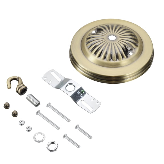 Aspen Creative 21514-21 Traditional Fixture Canopy Kit, 5" Diameter with Hook, 7/16" Center Hole, Antique Brass, 1 Sets/Pack