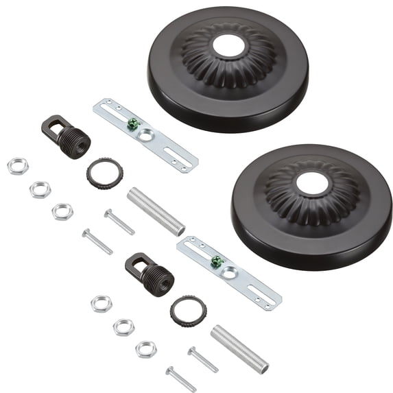 Aspen Creative 21516-12 Transitional Fixture Canopy Kit, 5-1/4 Diameter with Collar Loop, 1" Center Hole, Oil Rubbed Bronze, 2 Sets/Pack