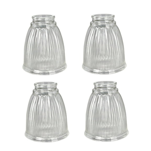 Aspen Creative 23025-4, Transitional Style Replacement Bell Shaped Clear Ribbed Glass Shade, 2 1/4" Fitter Size, 5" high x 4 1/4" diameter, 4 Pack