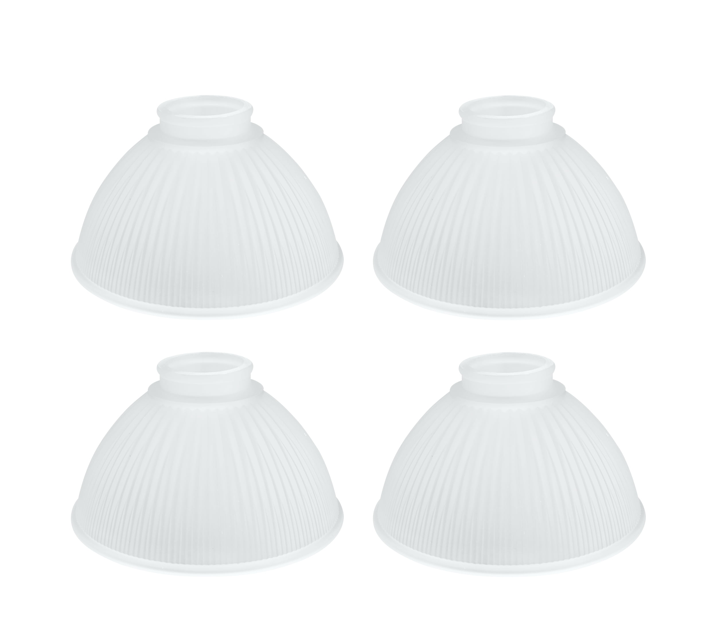 Frosted Ribbed Glass Dome Bowl Replacement Shades, 3.75" x 6.5", 4-Pack