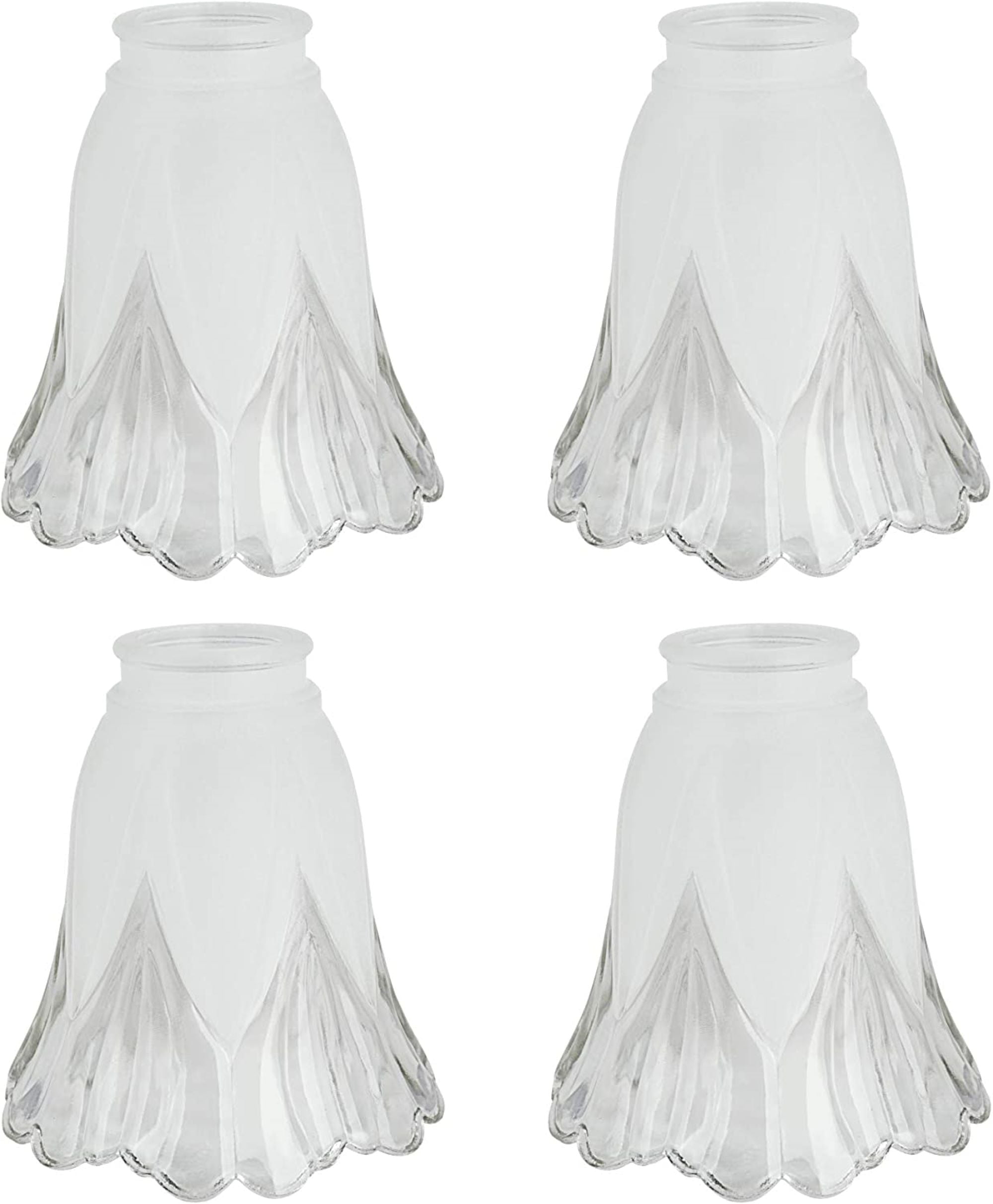Clear and Sandblasted Glass Bell Ceiling Fan Shade Set