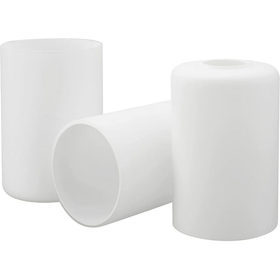 Aspen Creative 23609-03, White Opal Cylinder Glass Shade, 4" Dia x 6" H / Center Hole: 42mm, Set of 3