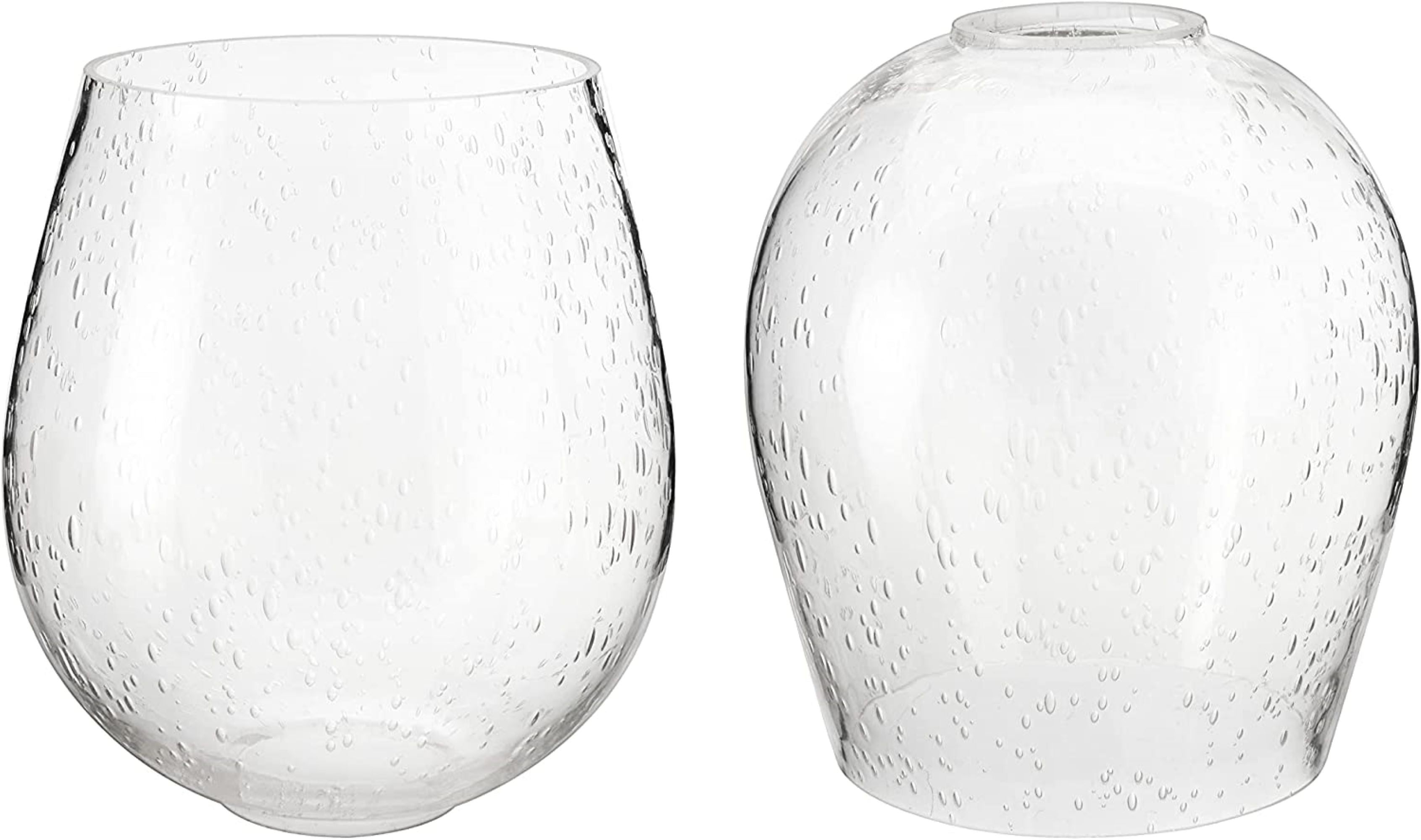 Clear Seeded Glass Barrel Shade Set of Two