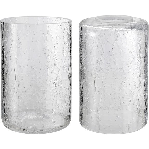 Aspen Creative 23614-02,Clear Cylinder Cracked Glass Shade. 3-1/2"Dia x 5-1/2"H / Center Hole:42mm.Set of 2.
