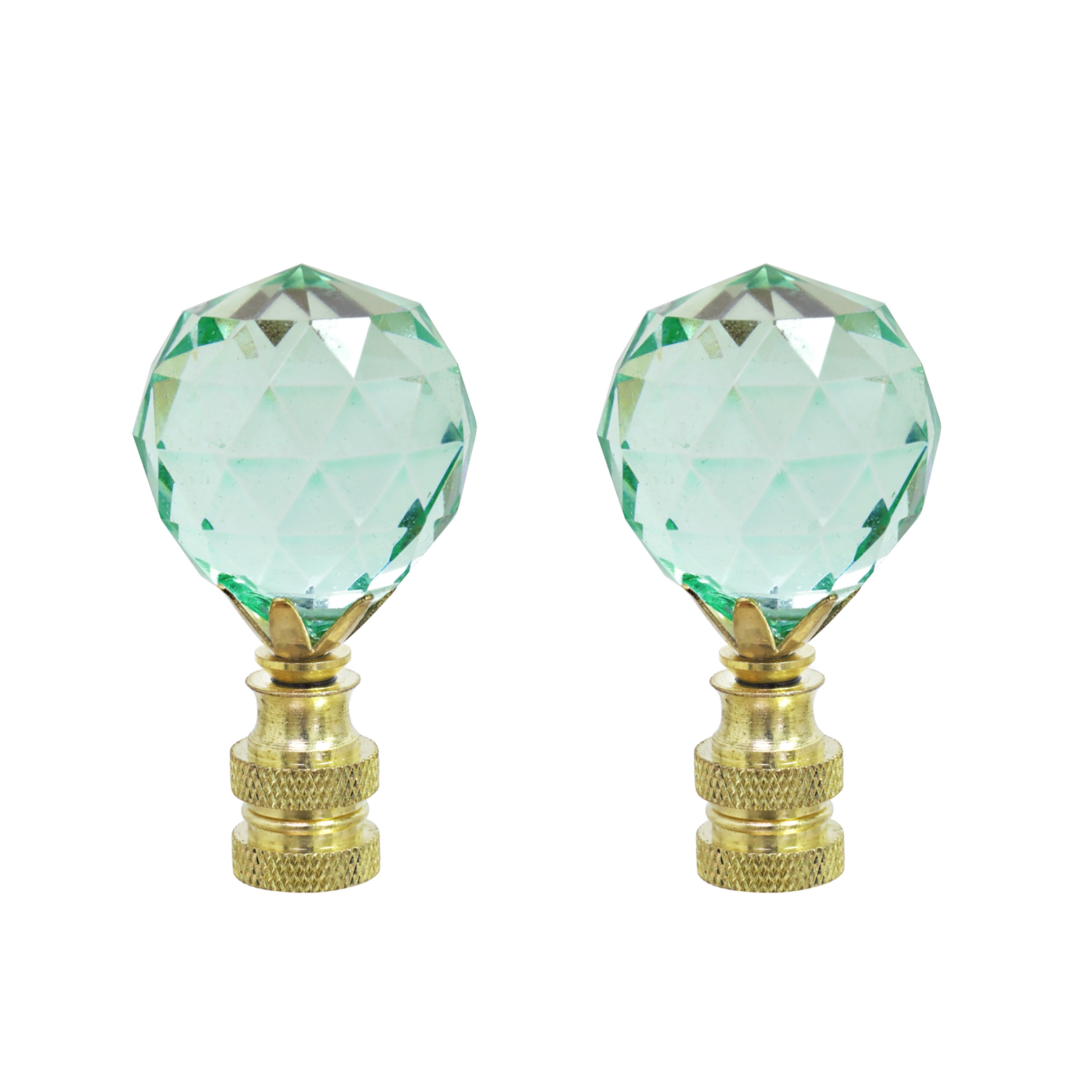Tiffany Blue Faceted Crystal Nightstand Lamp with Brass Finish