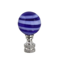 Aspen Creative 24013, Blue & White Glass Ball Lamp Finial in Nickel Finish, 2" Tall, 1 Pack