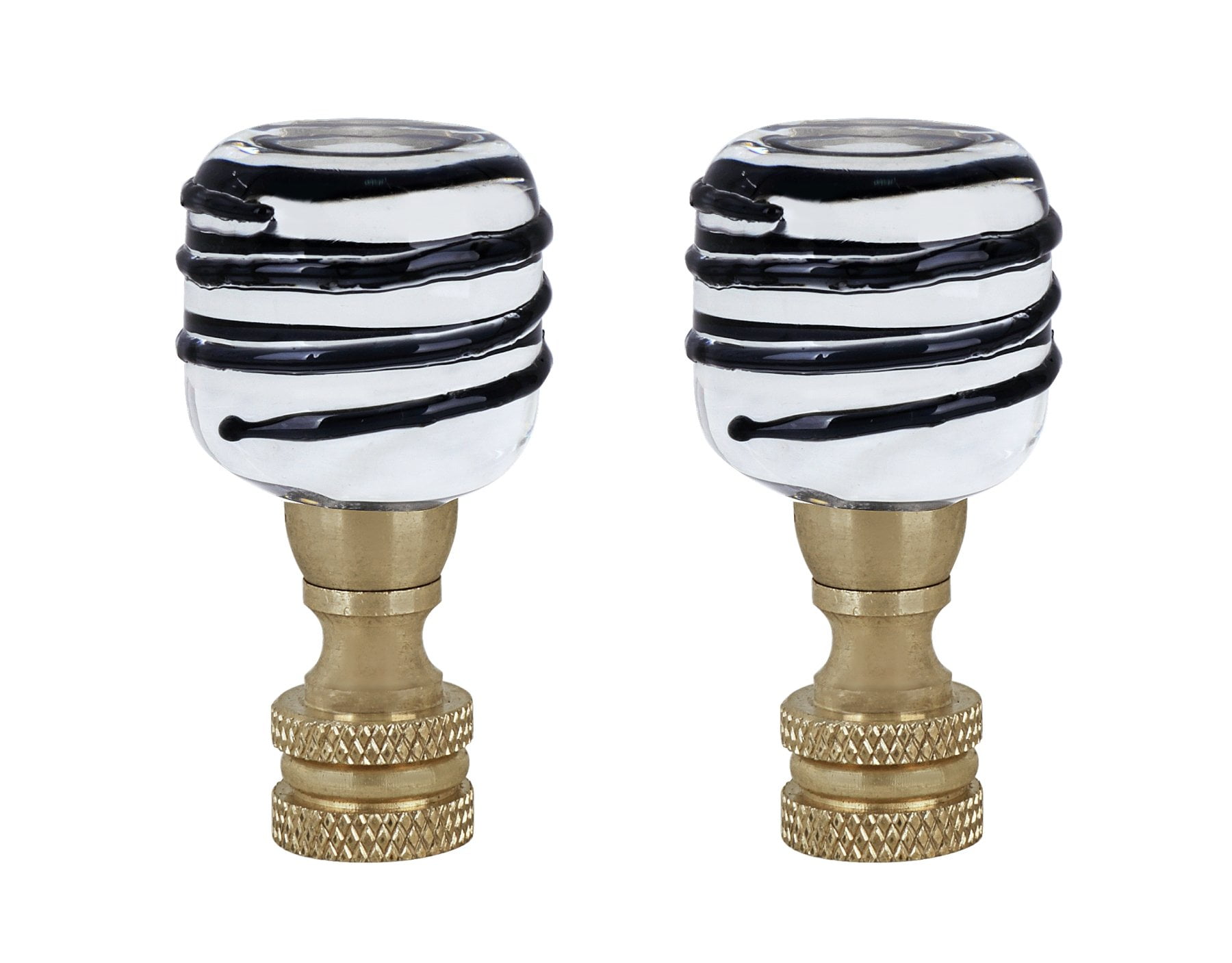 Clear and Black Glass Lamp Finial with Copper Base, 2 Pack