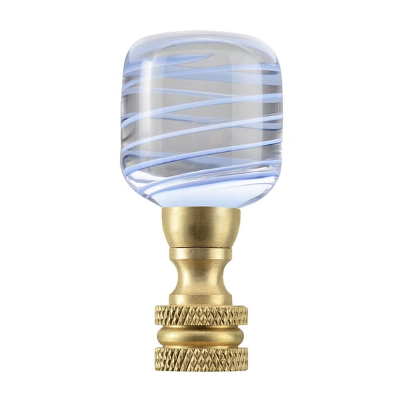 Aspen Creative 24026-31, Clear with Blue Grain Glass Lamp Finial in Copper, 2" Tall