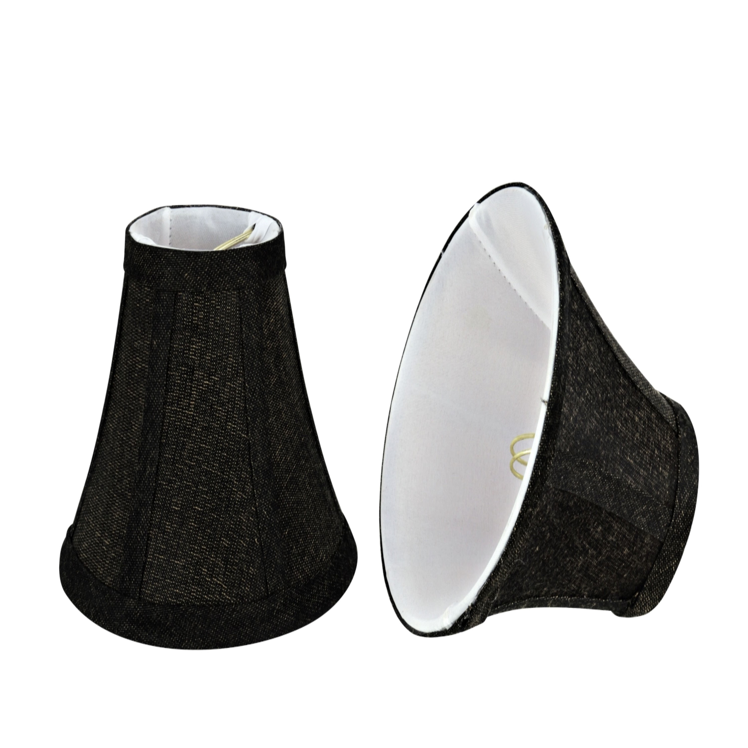 Black Textured Fabric Bell Clip-On Chandelier Lamp Shades, Set of 2