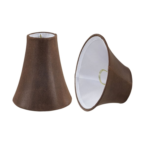 Aspen Creative 30078-2 Small Bell Shape Chandelier Clip-On Lamp Shade Set (2 Pack), Transitional Design in Brown, 6" bottom width (3" x 6" x 5")
