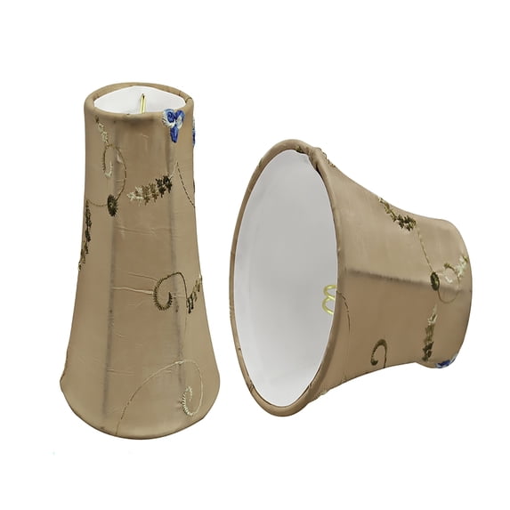 Aspen Creative 30241-2 Small Bell Shape Chandelier Clip-On Lamp Shade Set (2 Pack), Transitional Design in Gold, 4" bottom width (2 1/2" x 4" x 5" )