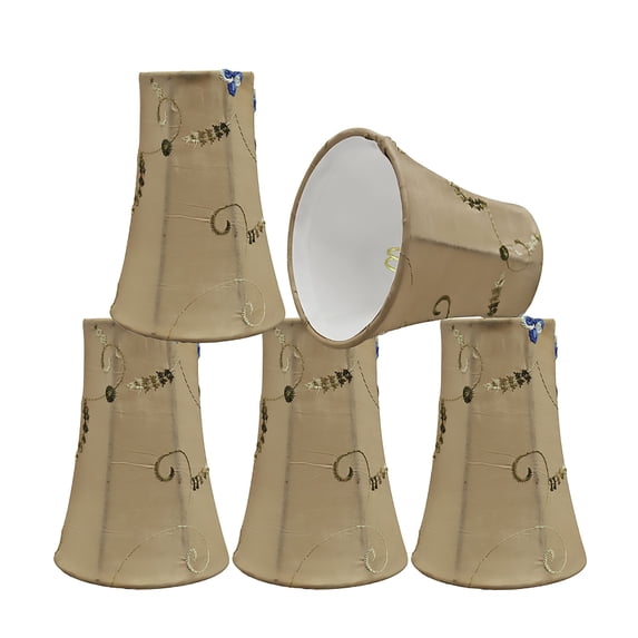 Aspen Creative 30241-5 Small Bell Shape Chandelier Clip-On Lamp Shade Set (5 Pack), Transitional Design in Gold, 4" bottom width (2 1/2" x 4" x 5" )