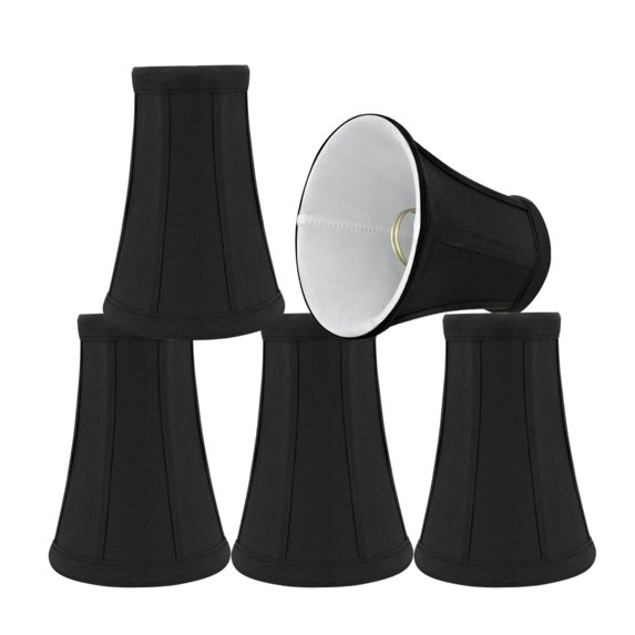 Aspen Creative 30244-5 Small Bell Shape Chandelier Clip-On Lamp Shade Set (5 Pack), Transitional Design in Black, 4" bottom width (2 1/2" x 4" x 5" )