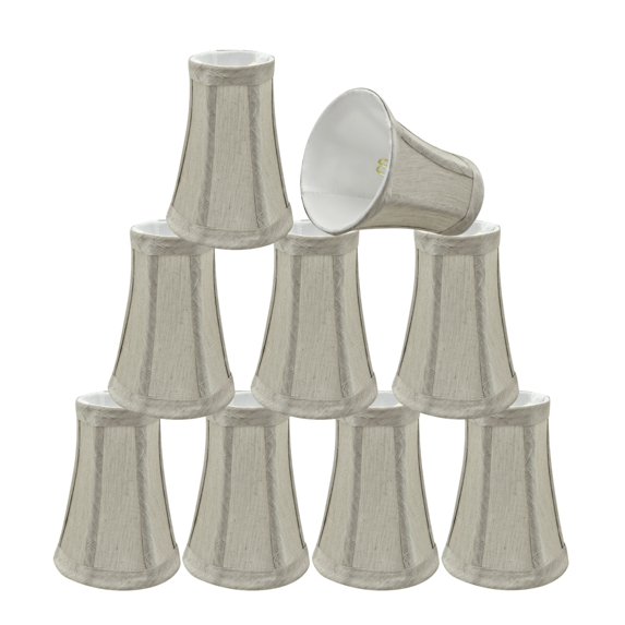 Aspen Creative 30245-9 Small Bell Shape Chandelier Clip-On Lamp Shade Set (9 Pack), Transitional Design in Silver-Grey, 4" bottom width (2 1/2" x 4" x 5" )