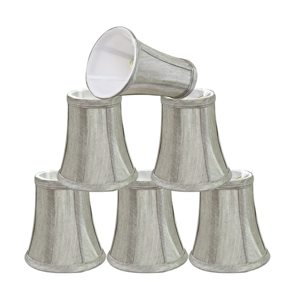 Aspen Creative 30246-6 Small Bell Shape Chandelier Clip-On Lamp Shade Set (6 Pack), Transitional Design in Silver Grey, 4" bottom width (2 1/2" x 4" x 5" )