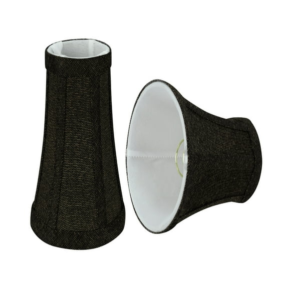 Aspen Creative 30248-2 Small Bell Shape Chandelier Clip-On Lamp Shade Set (2 Pack), Transitional Design in Two-Tone Black, 4" bottom width (2-1/2"x 4" x 5" )