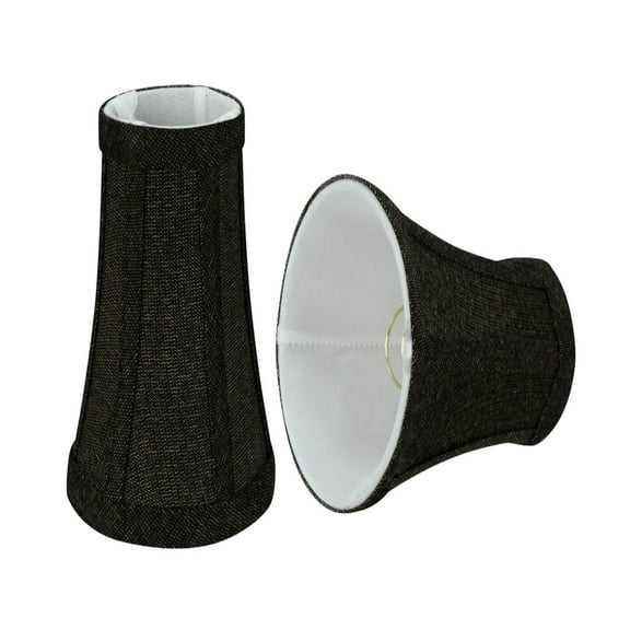 Aspen Creative 30248-2 Small Bell Shape Chandelier Clip-On Lamp Shade Set (2 Pack), Transitional Design in Two-Tone Black, 4" bottom width (2-1/2"x 4" x 5" )