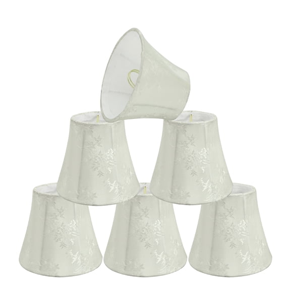 Aspen Creative 30272-6 Small Bell Shape Chandelier Clip-On Lamp Shade Set (6 Pack), Transitional Design in Ivory, 5" bottom width (3" x 5" x 4" )
